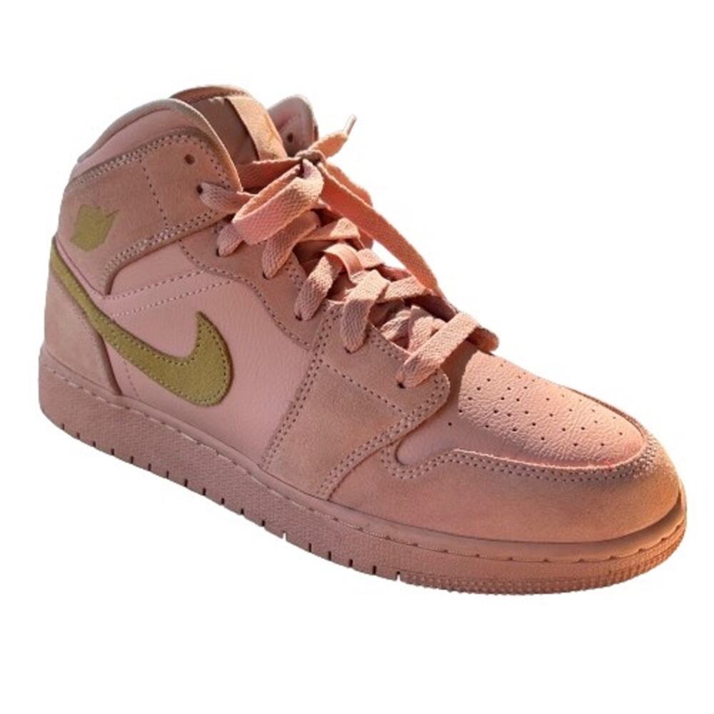 GUC Jordan 1 Mid Coral Gold (GS) Youth Sneaker Shoes Size 7Y/Women’s 8.5